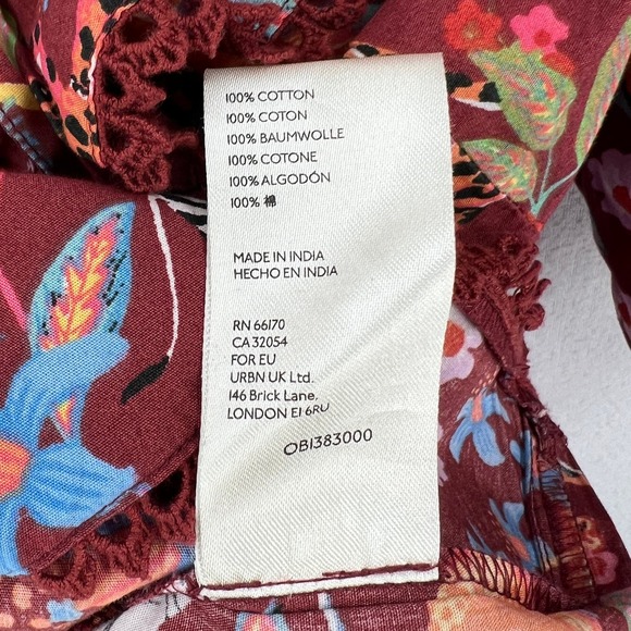 ANTHROPOLOGIE MAEVE Ruffled Tie Front Blouse Womens Small Red Floral Print - Picture 13 of 16
